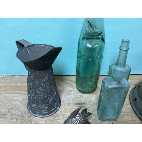 52 - Mixed Collectables, King George V Mounted Coin, Metal Washing Dolly, Jug, Fish & Letter Opener, toge... 