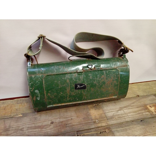 373 - Early 20th Century Metal 'Vasculum' Botanists Case c/w Strap