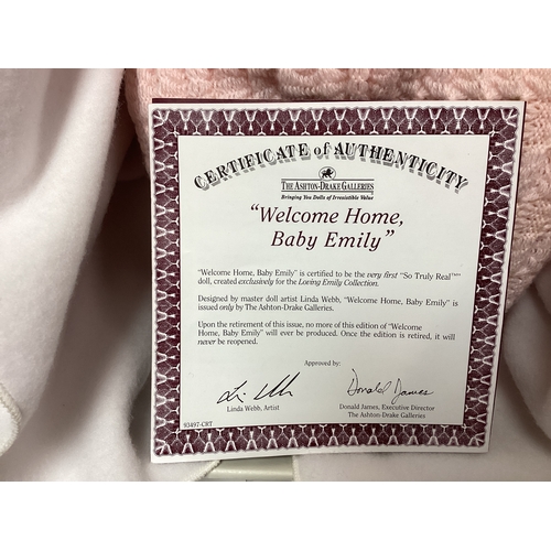 317 - Ashton Drake Galleries So Truly Real Baby Emily Doll in original box with Certificate of Authenticit... 