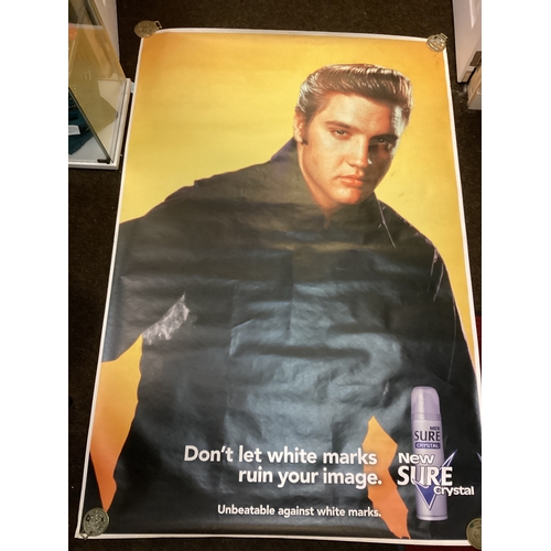 33 - Huge Elvis Presley Advertising Poster 6ft x 4ft Double Sided advertising Sure Crystal Deoderant