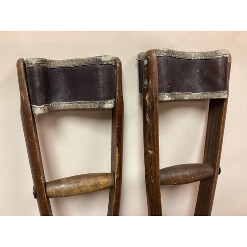 40 - Vintage Rare Late 19th Century Childs Wooden Crutches 57 cm