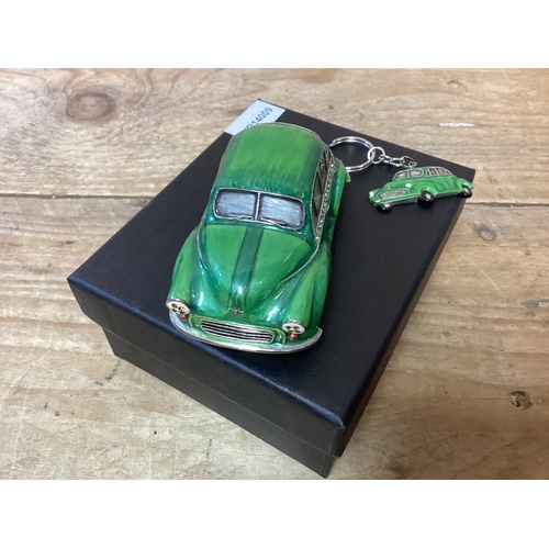 50 - Secrets from Hidden Treasures Morris Minor with Keyring Boxed Trinket Pot