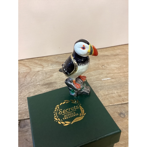 51 - Secrets from Hidden Treasures Puffin Trinket Pot with Necklace & Box