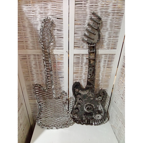 508 - Pair of Life Size Welded Metal Art Guitars. Made Completely from Scrap Metal