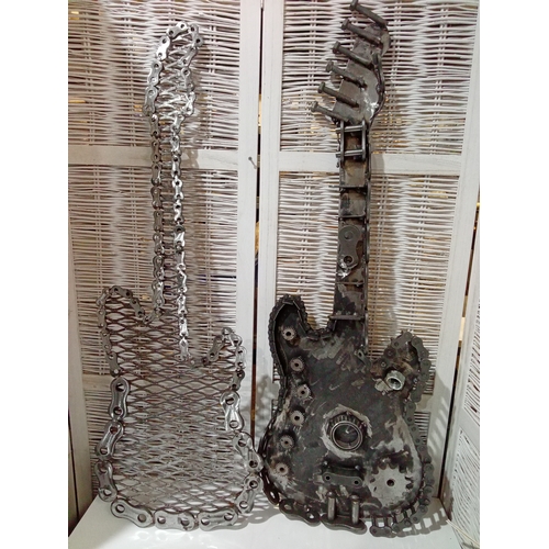 508 - Pair of Life Size Welded Metal Art Guitars. Made Completely from Scrap Metal