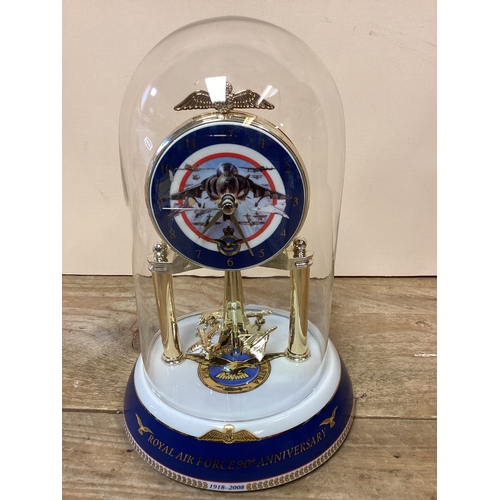 337 - Royal Air Force 90th Anniversary Ceramic Carriage Clock 1918 to 2008 with Glass Dome
