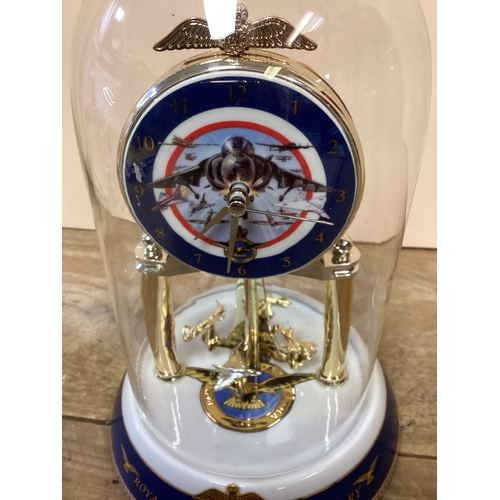 337 - Royal Air Force 90th Anniversary Ceramic Carriage Clock 1918 to 2008 with Glass Dome