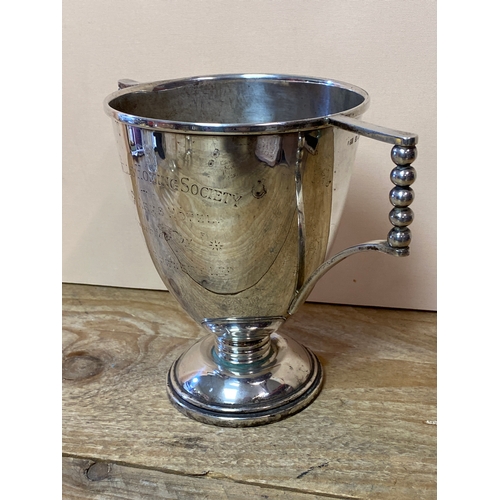 289 - 453.85g Birmingham Hallmarked Silver ‘Brownhills Homing Society’ Trophy