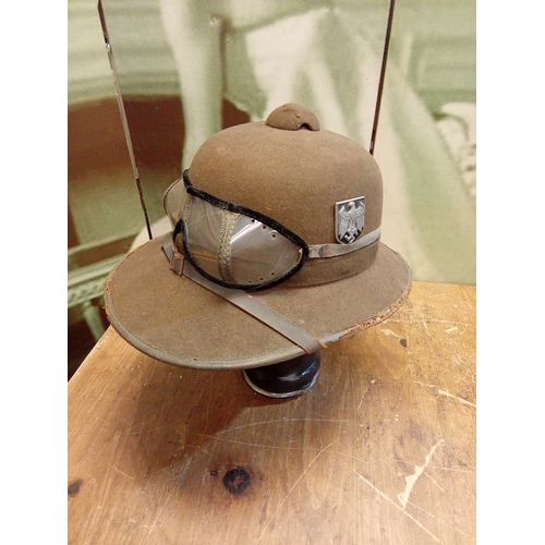 WW2 German Wehrmacht Afrika Korps Pith Helmet c/w Goggles