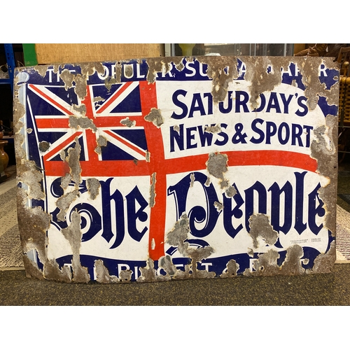 494 - Saturday News And Sport Enamel Sign, 90cm