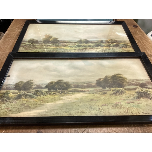 8 - 3 x Vintage Prints Landscapes by George Oyston & Floral By Vestey Rich - Oblong 63 cm x 34 cm