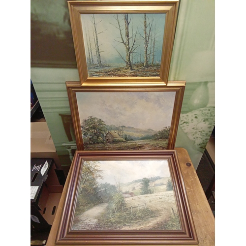 14 - Collection of 3 Framed Oil on Canvas Landscapes by D.Harper