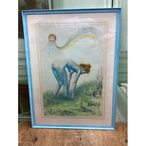 16 - Large Framed Pastel Artwork Signed F W Catto 1978 - 80 cm x 60 cm