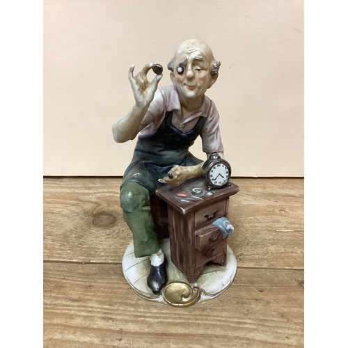 228 - Vintage Porcelain Foreign Fuji Figure Watchmaker - 22 cm