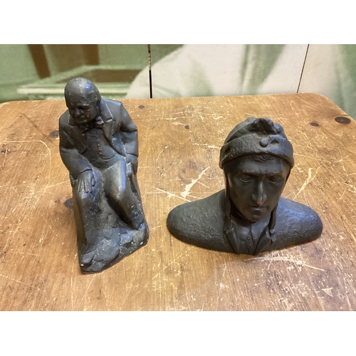 230 - Resin Figures of Winston Churchill & The Italian Poet Dante based on Bronze Figures