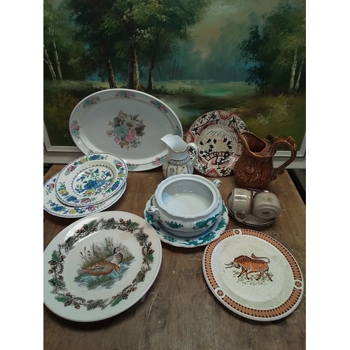 361 - Mixed lot of vintage/retro ceramics. To include plates jugs cups saucers a meat plate and more.