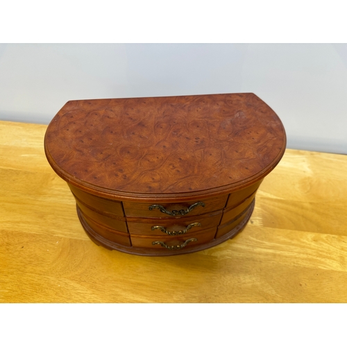 196 - *Wooden Jewelry box full of costume jewelry