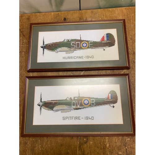 20 - x2 Tapestry Pictures of A Spitfire & Hurricane