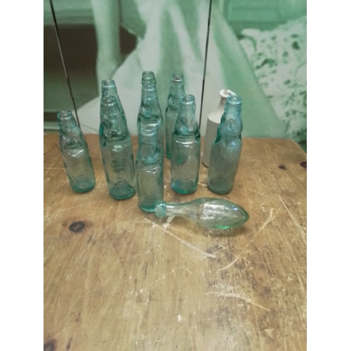 267 - Large collection  vintage cod neck bottles with marbles, also a Victoriana soda bottle. And stonewar... 