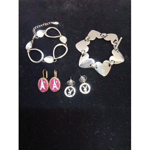 210 - Collection of Ladies Silvertone Bracelets & Earrings to Include Fiorelli & Playboy