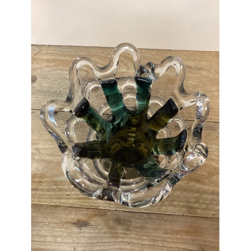 269 - Large Heavy Mid Century Bohemian Blown Glass Vase Cactus Style Possibly Murano - Height 32 cm