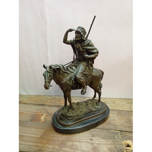 246 - 19th Century Bronze Sculpture of a Bedouin Horseman. App. 37cm High Signed 'F. Paillet'