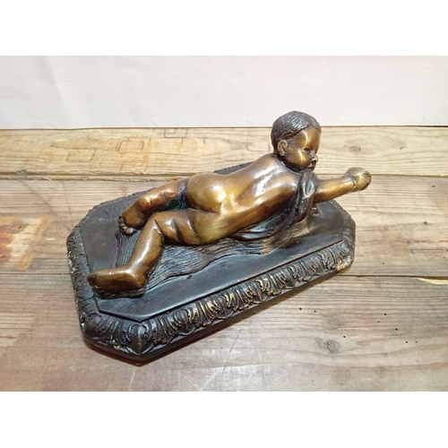 248 - Bronze Figure of a Baby Crawling. Signed 'Della Robbia' App. 20cm x 12cm