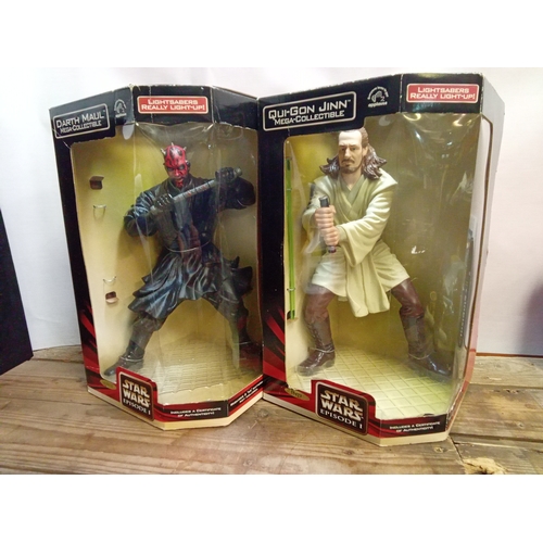 304 - 'Applause' Mega Collectable Star Wars Ep1 Figures, Darth Maul & Qui-Gon Jinn. App 30cm High