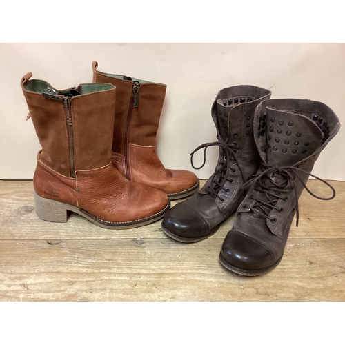 328 - Leather Designer Boots, Bertie & Barbour Size 5