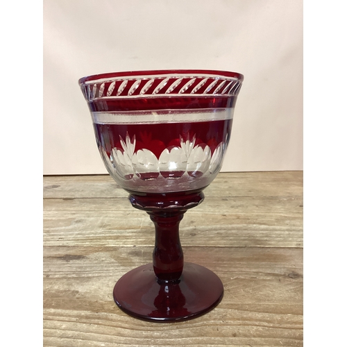 273 - Ruby Glass Goblet Vase - Height 20 cm