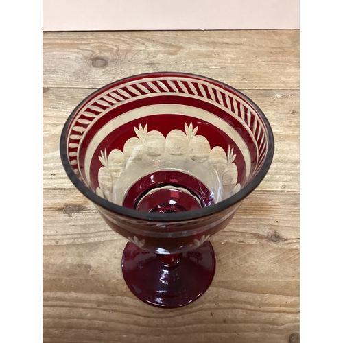 273 - Ruby Glass Goblet Vase - Height 20 cm