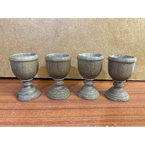 227 - Set of Four c.18th Century Turned Wood Egg Cups