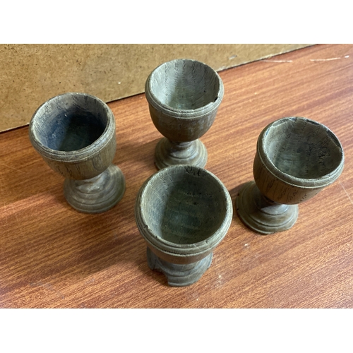 227 - Set of Four c.18th Century Turned Wood Egg Cups