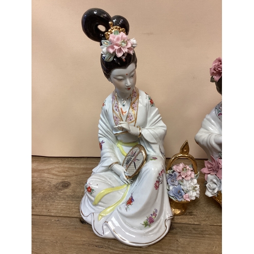 239 - Ceramic Japanese Geisha Ladies - Tallest 33 cm