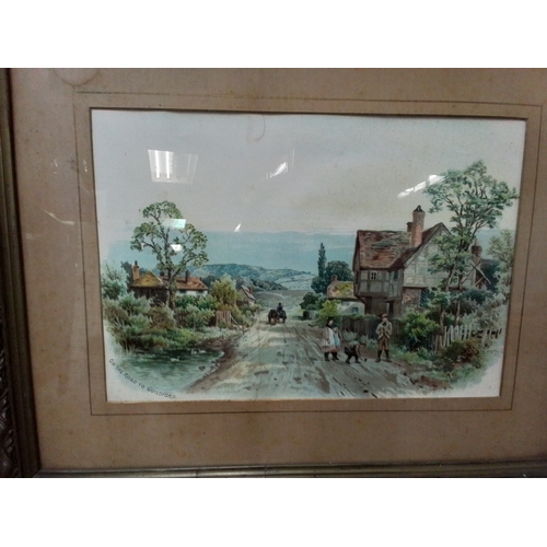 5 - 2 framed prints On the road to Guildford and girl with a dog