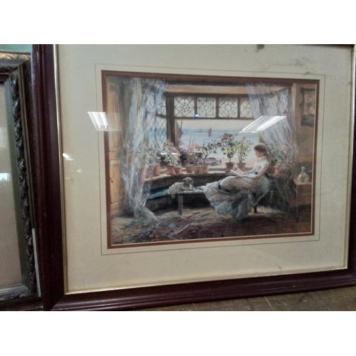 5 - 2 framed prints On the road to Guildford and girl with a dog
