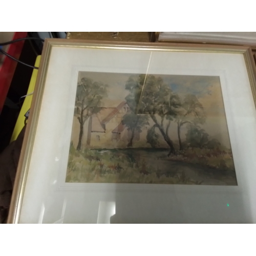 8 - Framed Oil on canvas painting of country cottage kitchen height 70 cm width 80 cm. Also to include t... 
