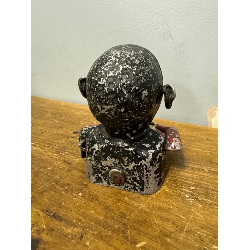 Cast aluminium money box & Silver Plated Jug