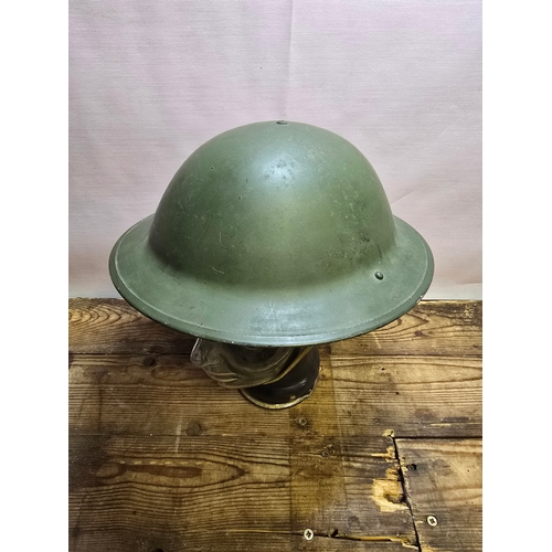 428 - WWII British 'Brodie' Helmet Dated 1943 c/w Liner, Strap & Crown Pad.