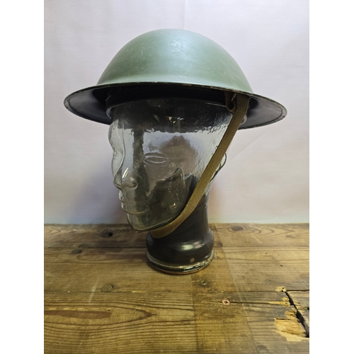 428 - WWII British 'Brodie' Helmet Dated 1943 c/w Liner, Strap & Crown Pad.