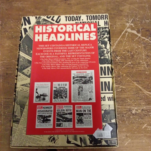 52 - Historical Headlines, collection containing six reprints taken from original newspapers covering the... 