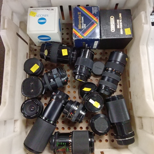 546 - Mixed collection of Camera lenses to Include Minolta, Canon, Rocoh and more.