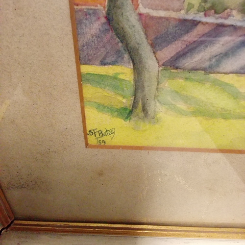 10 - Mixed collection of pictures to Include a oil on board of country walk over a wooden bridge, water c... 