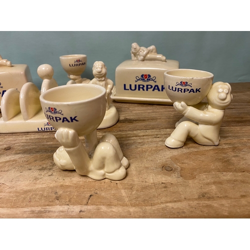 25 - Lurpack Butter Collectables, Butter Dish, Toast Rack & Egg Cups