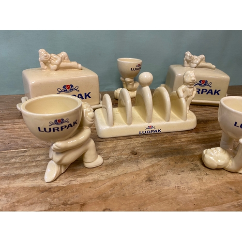 25 - Lurpack Butter Collectables, Butter Dish, Toast Rack & Egg Cups