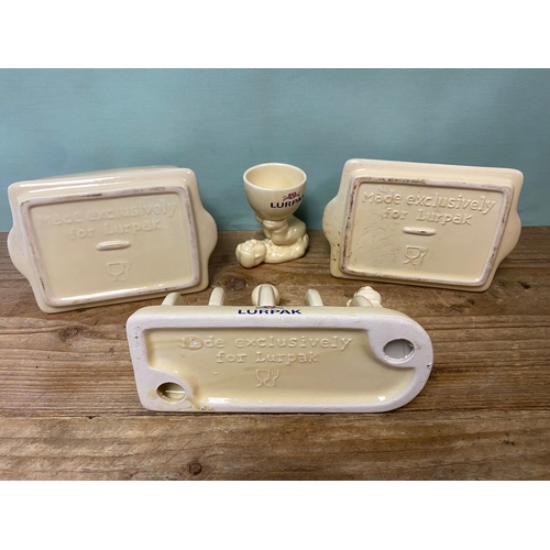 25 - Lurpack Butter Collectables, Butter Dish, Toast Rack & Egg Cups