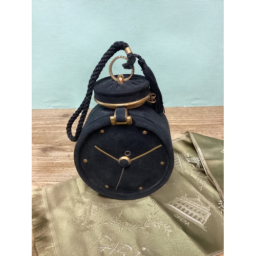 33 - Paris Collectables including Jeanne Bearnard Black Suede Clock Shaped Handbag & Algerian Silver Mark... 