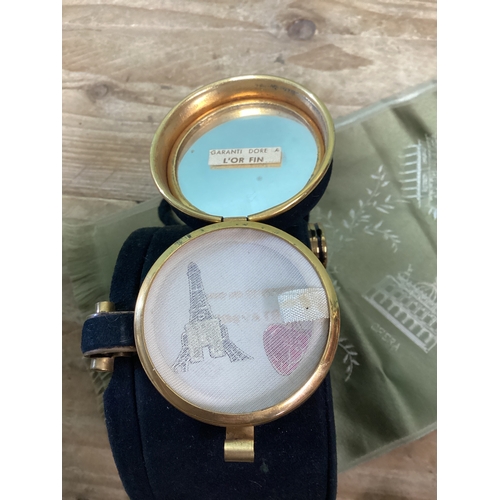 33 - Paris Collectables including Jeanne Bearnard Black Suede Clock Shaped Handbag & Algerian Silver Mark... 