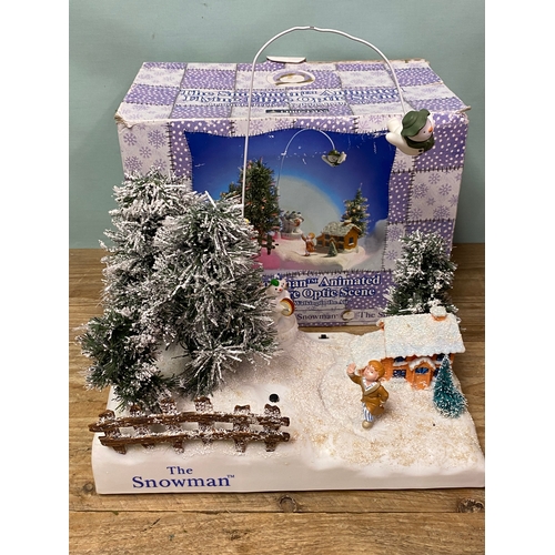 35 - The Snowman Animated Musical Flying Fibre Optic Christmas Scene