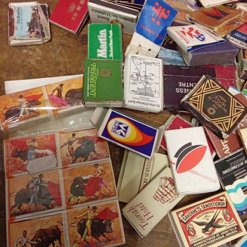 24 - Large collection of vintage match boxes with matches.